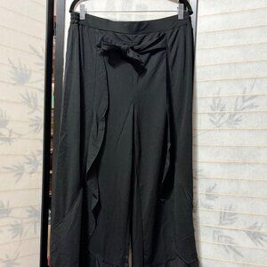 Truth+Style Pants Medium Black Wide Leg Ruffle Overlay Palazzo Boho Whimsigoth